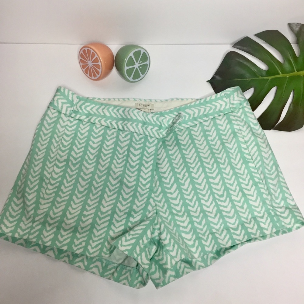 J. Crew Mint Green & White Chino Shorts